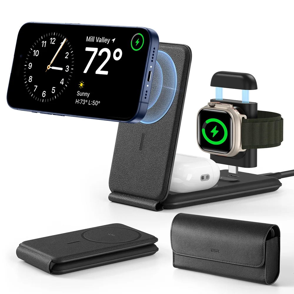 Image of HaloLock™ 3-in-1 Travel Wireless Charging Set