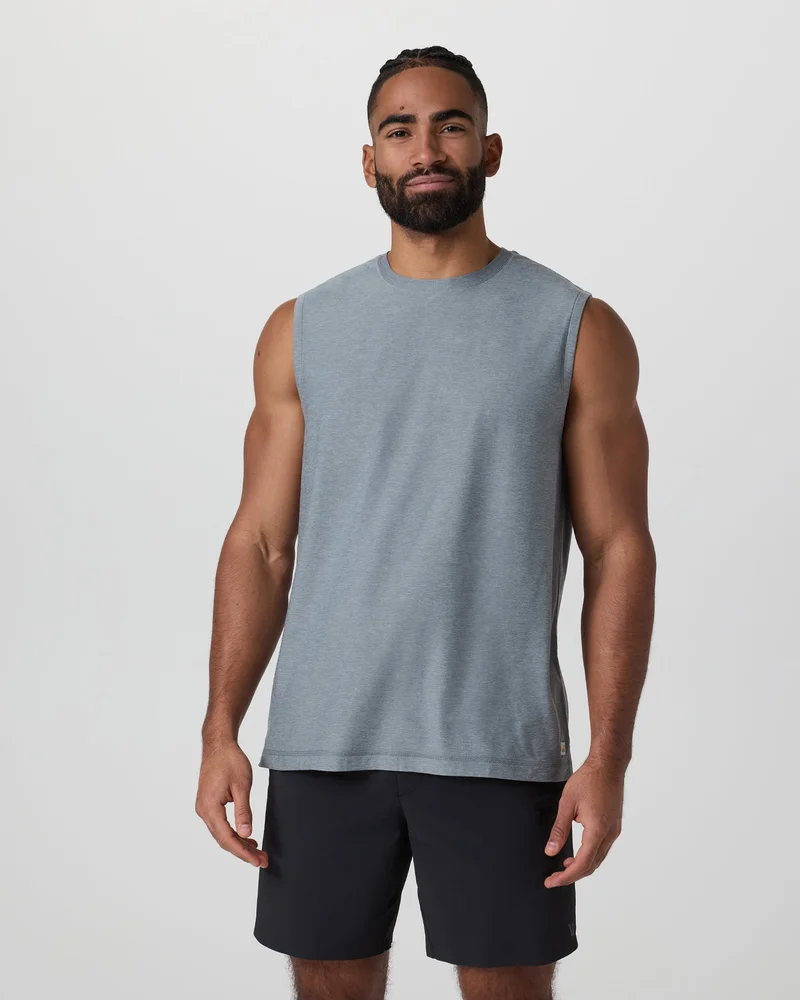 Image of Strato Muscle Tee | Dusty Blue Heather