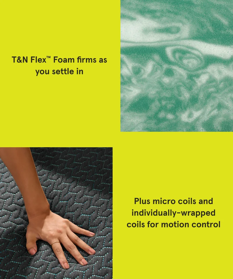 T&N Flex Foam firms as you settle in | Plus micro coils and individually-wrapped coils for motion control