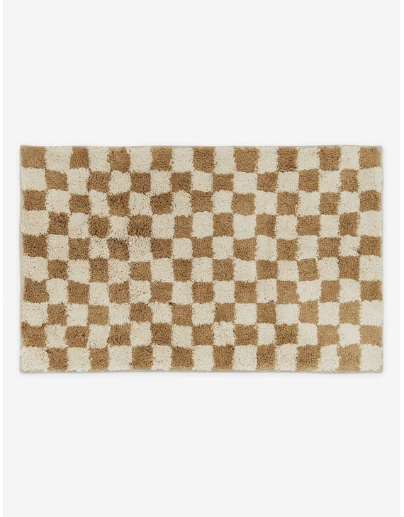 Checkerboard Bath Mat by Sarah Sherman Samuel-Café / 21" x 34"
