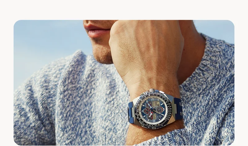 A man wears the new Special Edition Promaster x Sikorsky S-92 watch was produced in collaboration with the American aircraft manufacturer.
