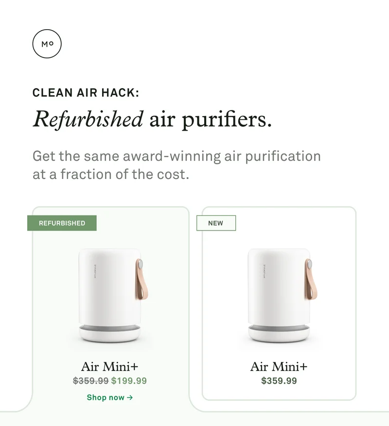 Refurbished air purifiers: Get the same award-winning air purification at a fraction of the cost.