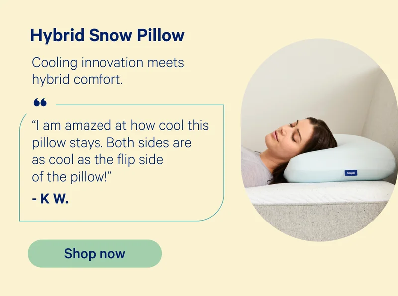 Hybrid Snow Pillow: Cooking innovation meets hybrid comfort. “I am amazed at how cool this pillow stays. Both sides are as cool as the flip side of the pillow!” -K W.