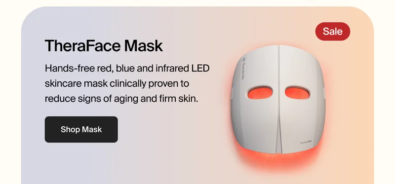 Sale | TheraFace Mask | Hands-free red, blue and infrared LED skincare mask clinically proven to reduce signs of aging and firm skin. | Shop Mask