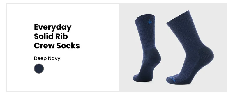 Everyday Solid Rib Crew Socks