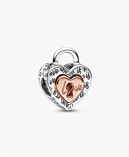 Two-tone Padlock Splittable Heart Charm
