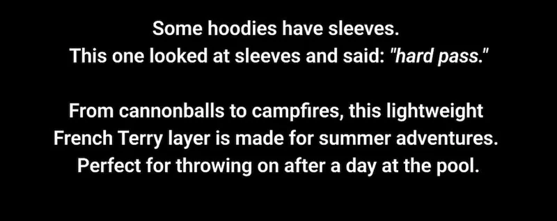 Some hoodies have sleeves.  This one looked at sleeves and said: "hard pass."  The is built for kids who move fast, play hard, and have zero time for fabric getting in the way.