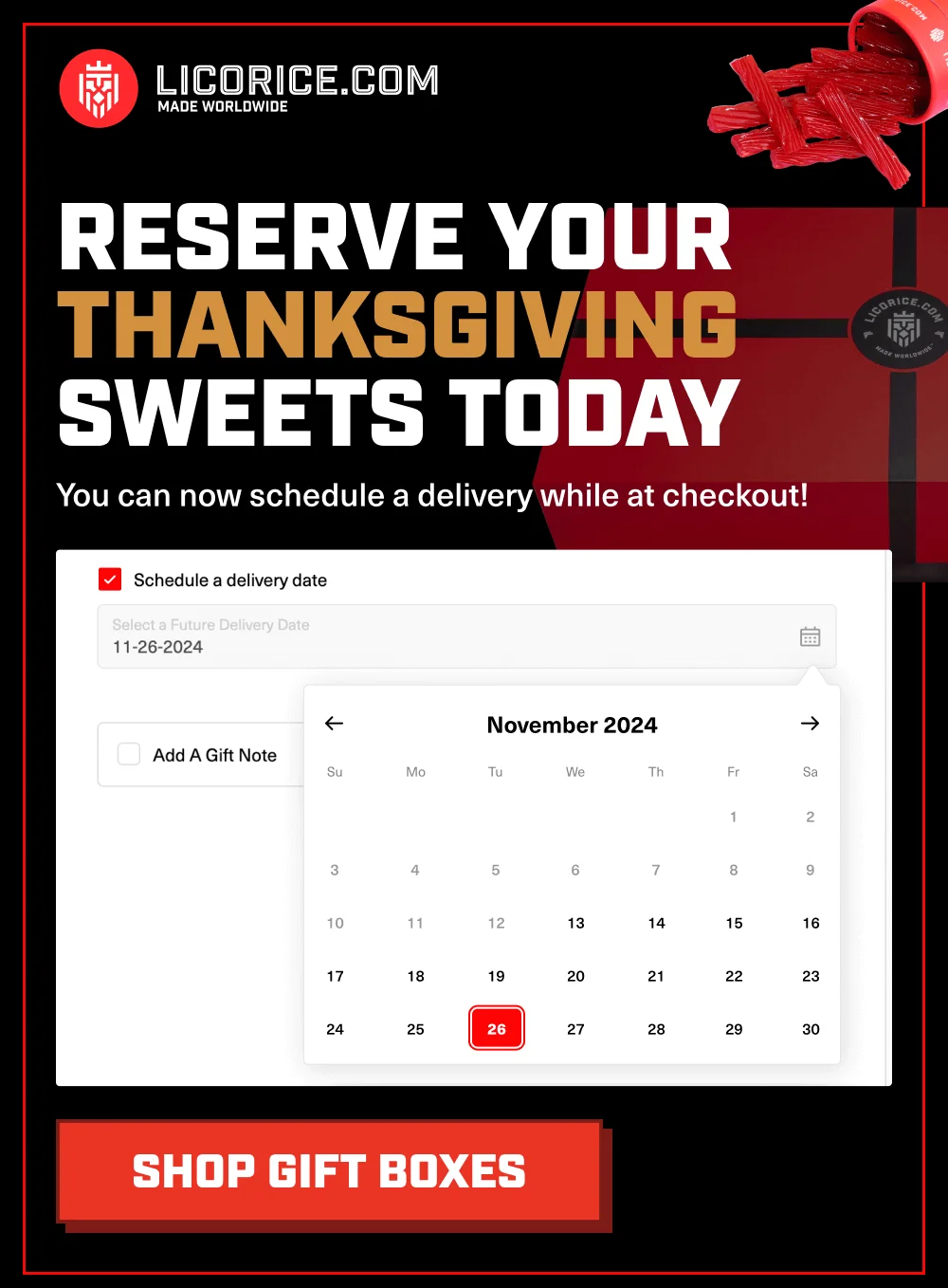 Reserve your thanksgiving sweets today! And you can now schedule a delivery while at checkout!