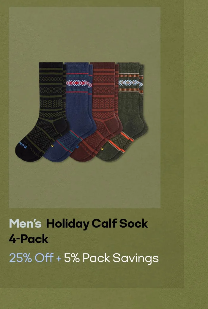 Men's Holiday Calf Sock 4-Pack 25% Off + 5% Pack Savings