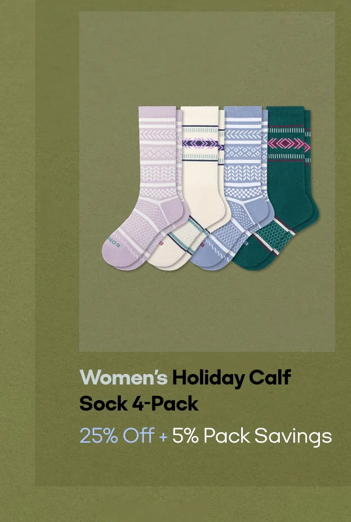 Women's Holiday Calf Sock 4-Pack 25% Off + 5% Pack Savings