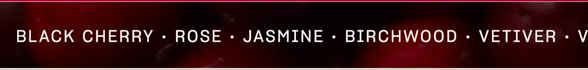 black cherry • rose • jasmine • birchwood • vetiver • vanilla