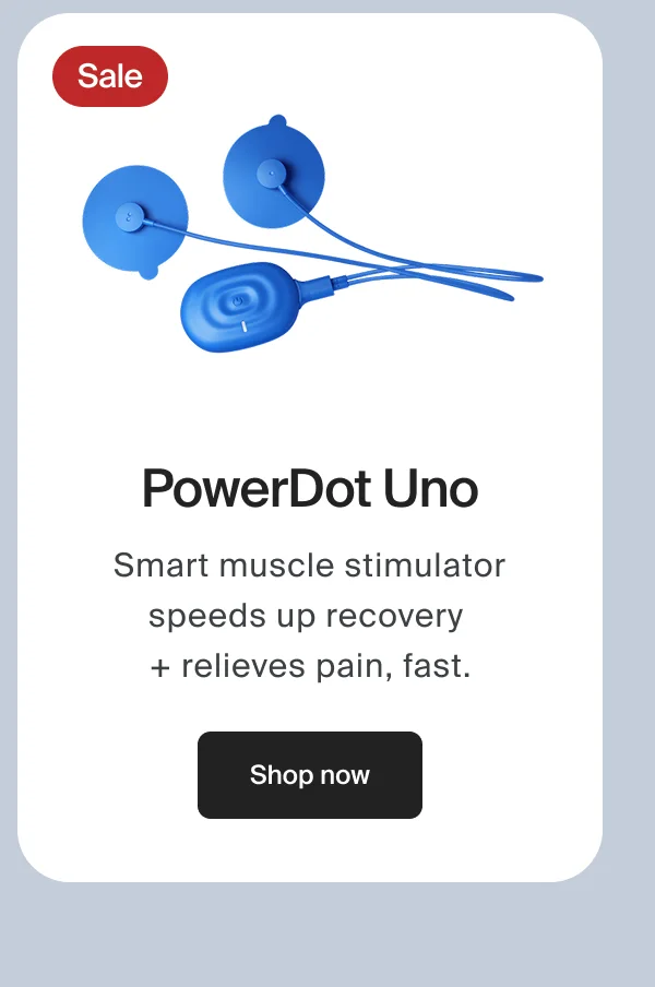 PowerDot Uno | Smart muscle stimulator speeds up recovery  + relieves pain, fast. | Shop now