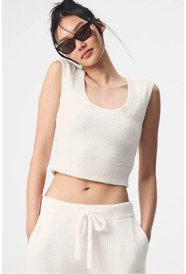Snuggle Up Sweater Short Sleeve - Ivory - Ivory / XS