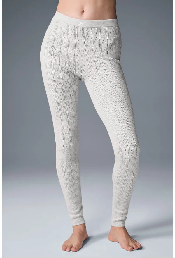 Pointelle Sweater High-Waist Be Mine Legging - Light Grey Heather - Light Grey Heather / XS