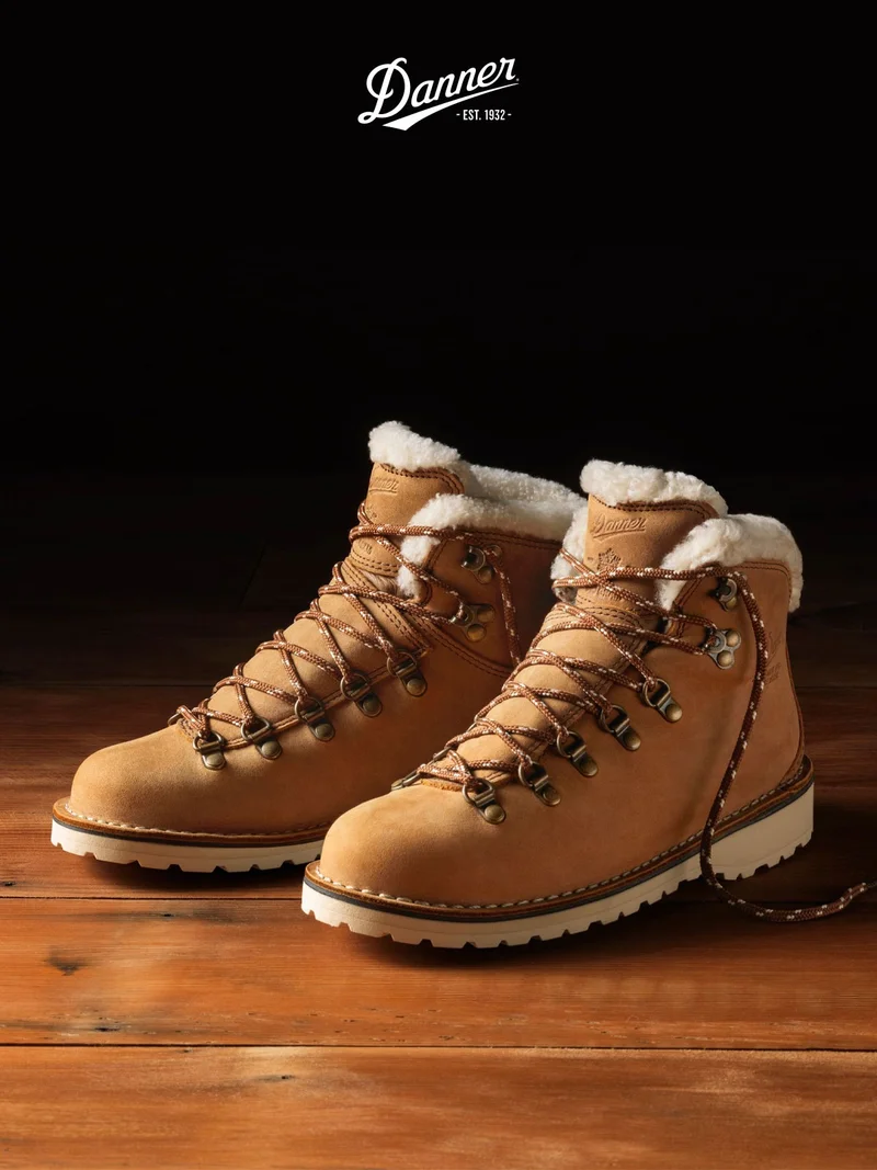 A pair of waterproof Mountain Pass Shearling boots