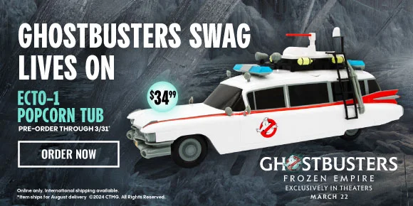 GHOSTBUSTERS SWAG LIVES ON |ECTO-1 POPCORN TUB PRE-ORDER THROUGH 3/31* | ORDER NOW >