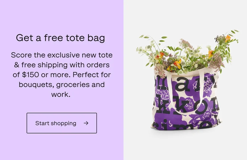 Free tote bag and shipping with orders over $150.