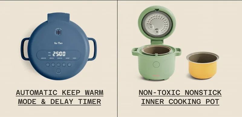 Automatic Keep Warm mode & Delay Timer | Non-toxic nonstick inner cooking pot