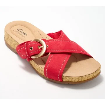 Clarks Collection Leather Slide Sandals- Reileigh May