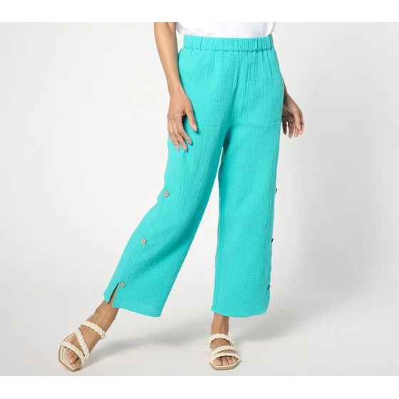 Denim & Co. By the Beach Tall Gauze Crop Pant