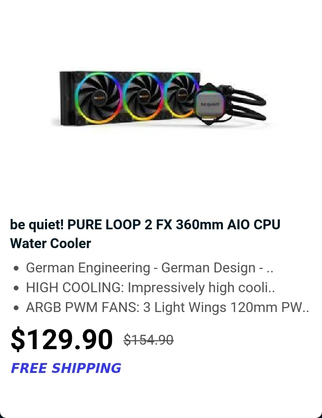 be quiet! PURE LOOP 2 FX 360mm AIO CPU Water Cooler