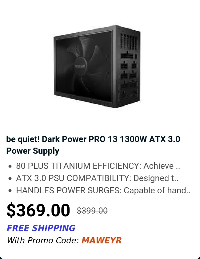 be quiet! Dark Power PRO 13 1300W ATX 3.0 Power Supply
