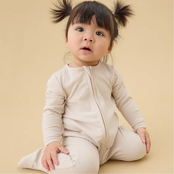 Ribbed Clever Zip Footed Baby Pajamas