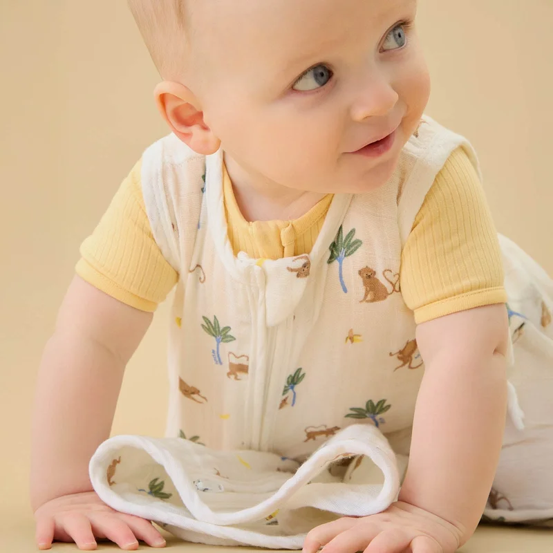 Image of Monkey Muslin Front Opening Sleep Sack