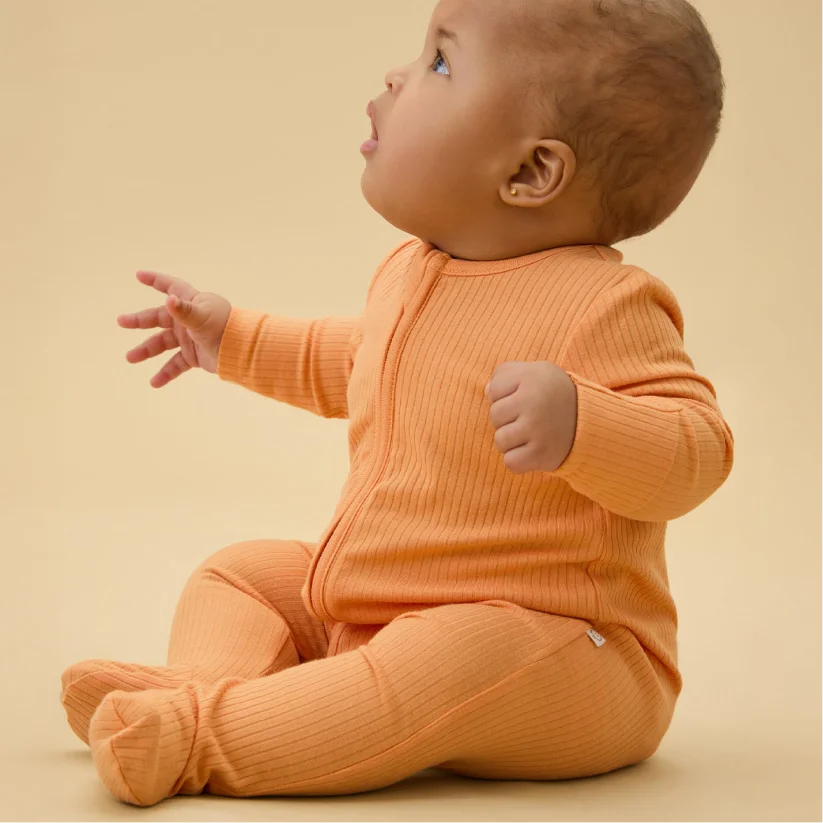 Ribbed Clever Zip Footed Baby Pajamas