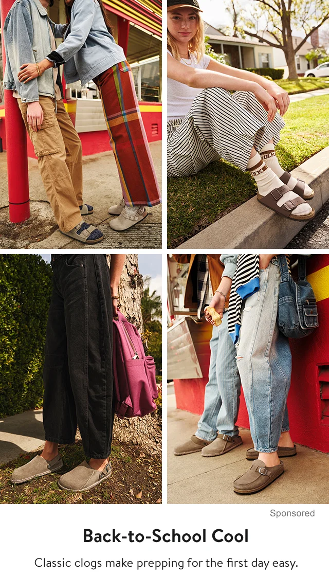 Women wearing Birkenstock shoes.