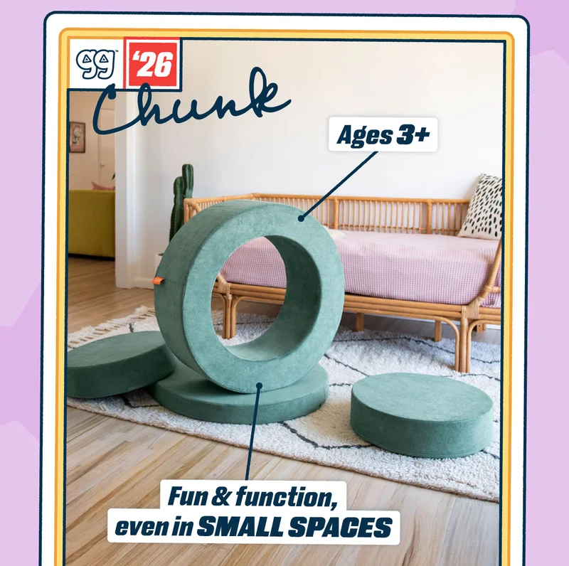 Chunk. Fun & function, even in small spaces. Ages 3+