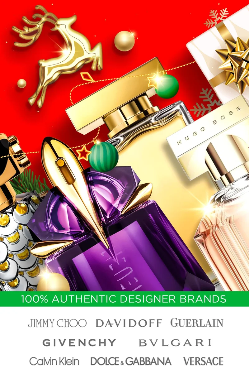 A golden reindeer jumps over popular scents during holiday savings