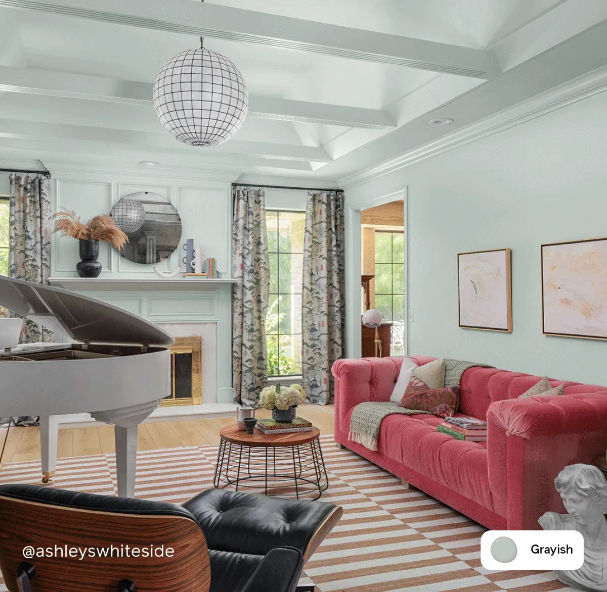 Gif of home office, laundry room and living room painted Grayish