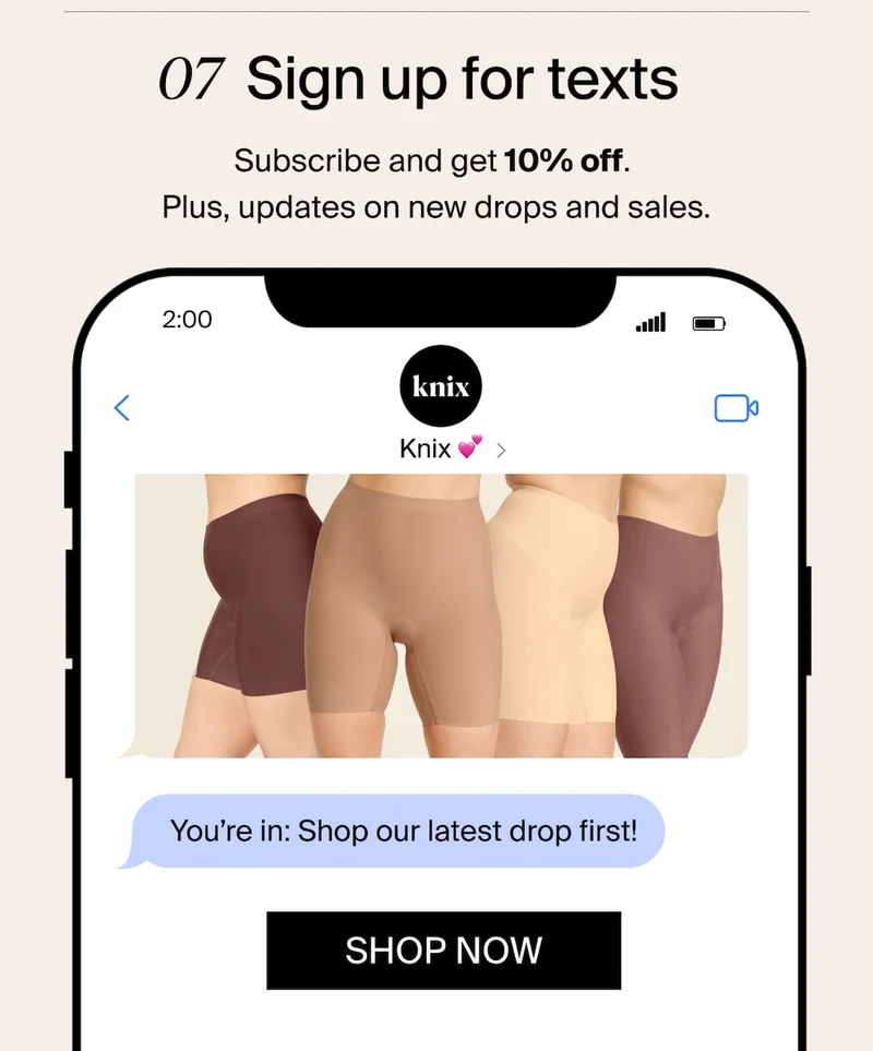 Sign up for texts and get 10% off