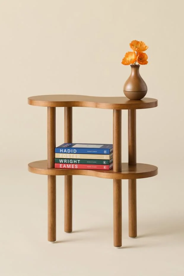 Ezra Wavy Wood Side Table