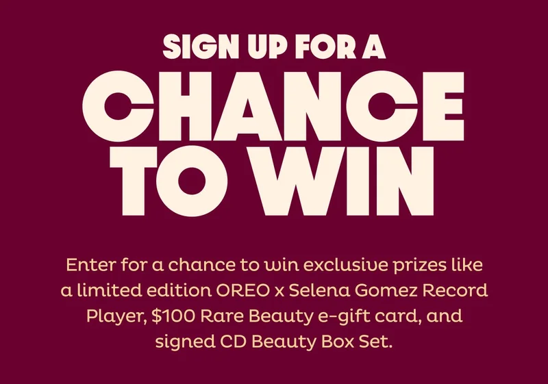 Sign Up For a Chance To Win Prizes Like a Limited Edition Record Player, $100 Rare Beauty e-gift Card, and signed CD Beauty Box Set