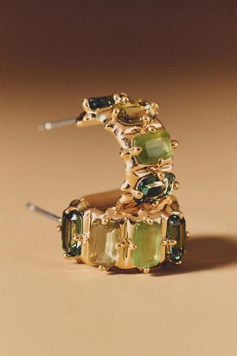 Crystal Baguette Huggie Hoop Earrings