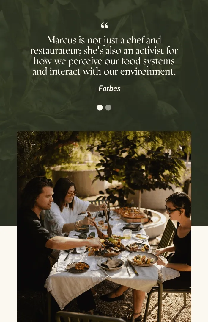 “Camilla Marcus is one of the most dynamic women on the food scene.” — Cherry Bombe  “Marcus is not just a chef and restaurateur; she's also an activist for how we perceive our food systems and interact with our environment.” — Forbes