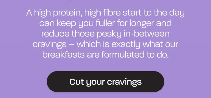 Struggle to make it through the morning without a snack? - A high protein, high fibre start to the day can keep you fuller for longer and reduce those pesky in-between cravings – which is exactly what our breakfasts are formulated to do.