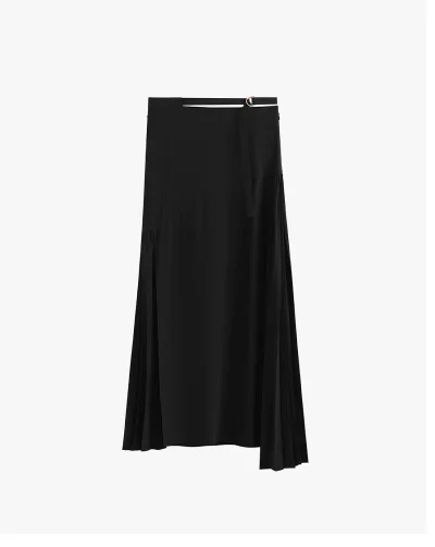 Silk Pleated Side Skirt