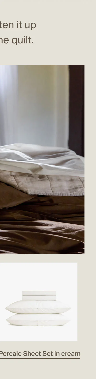 Percale Sheet Set in cream