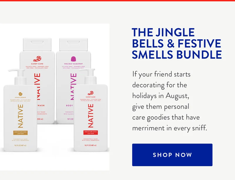 The Jingle Bells & Festive Smells Bundle | If your friend starts decorating for the holidays in August, give them personal care goodies that have merriment in every sniff. | SHOP NOW