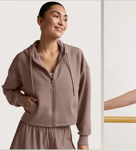 SoftSpring Full Zip Hooded Jacket in Rosey Taupe