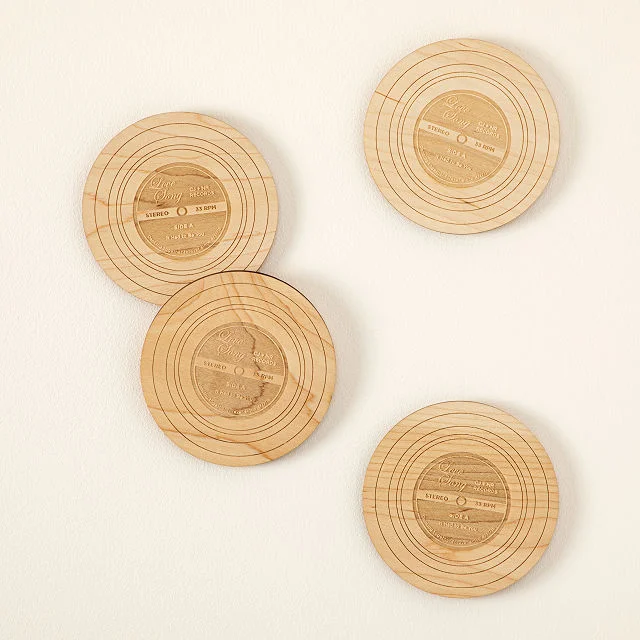 Custom Our Song Wooden Record Coasters