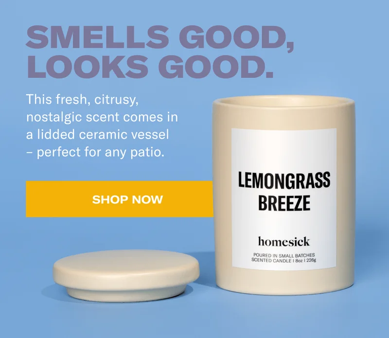 Smell Good, Looks Good. | This fresh, citrusy, nostalgic scent comes in a lidded ceramic vessel - perfect for any patio. | Shop Now