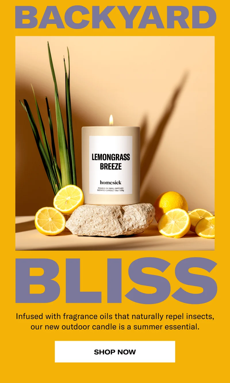 Backyard | Bliss | Infused with fragrance oils that naturally repel insects, our new outdoor candle is a summer essential. | Shop Now