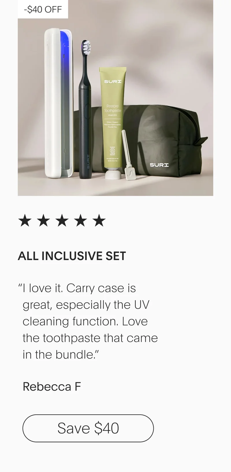 5 star custommer review of the all inclusive set - save $40