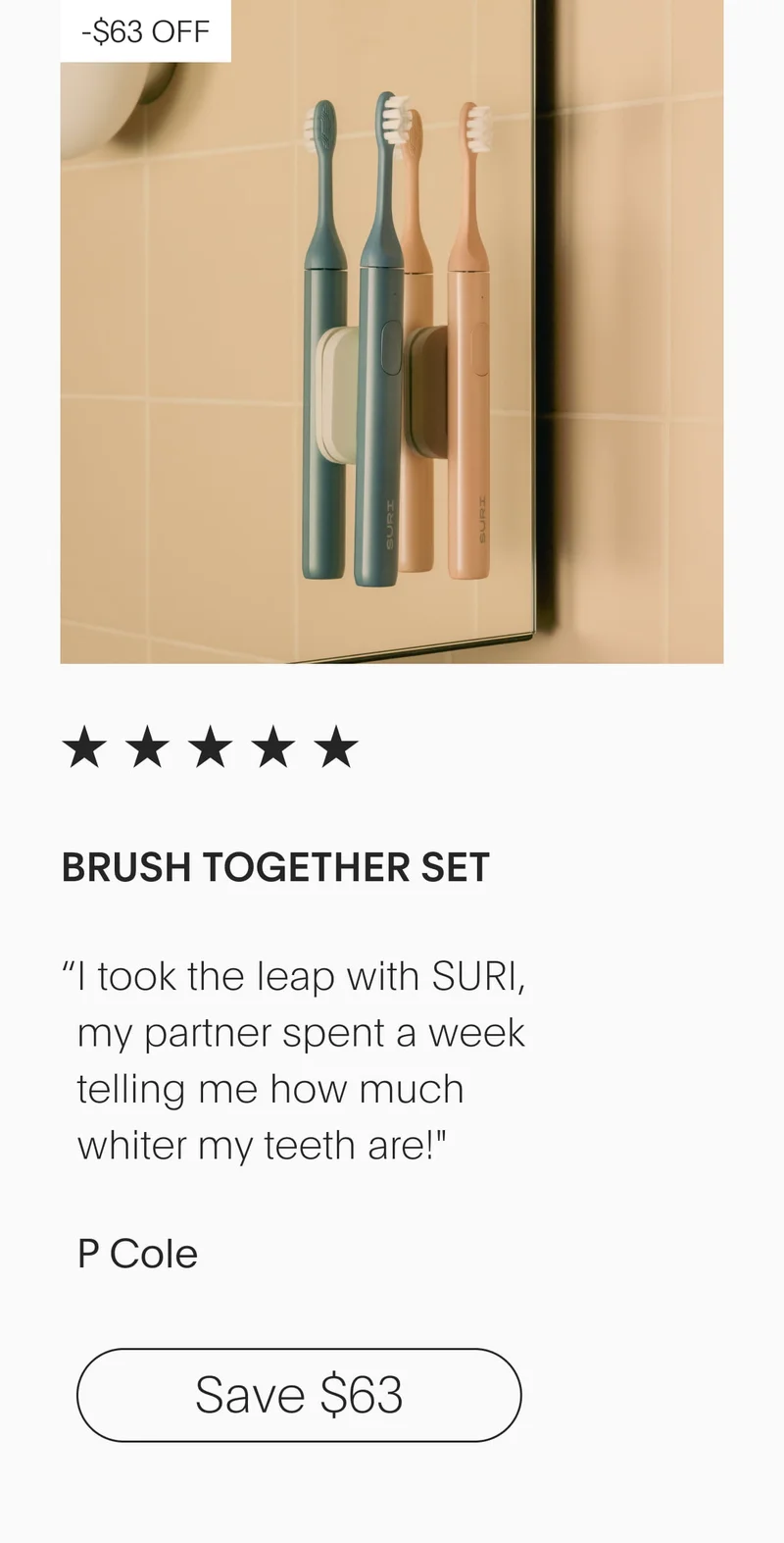 5 star custommer review of the brush together set - save $63