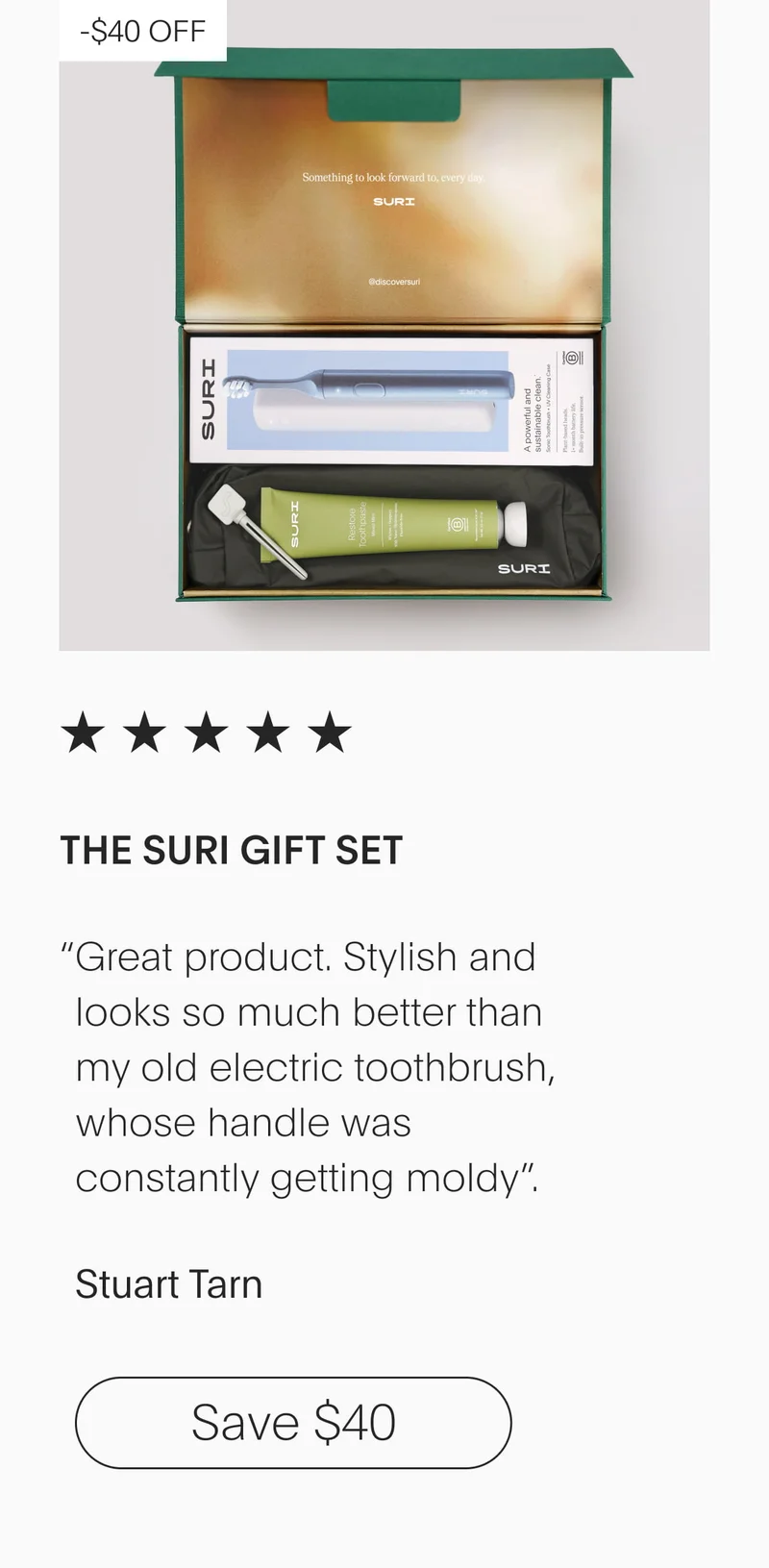 5 star custommer review of the suri gift set - save $40
