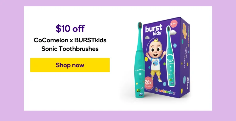 Take $10 off CoComelon x BURSTkids Sonic Toothbrushes